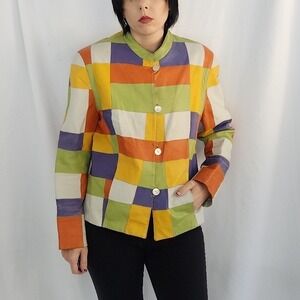 Y2K Colorful Patchwork Leather Jacket
